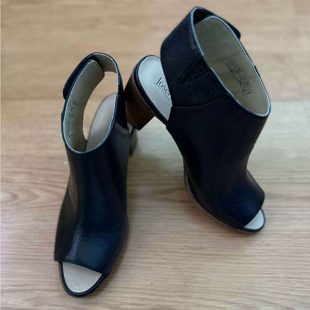 New Josef Seibel Leather Comfort Block Heel peep-toe Sandal Sz 37/6.5